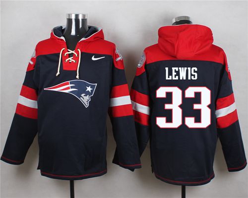 Nike Patriots #33 Dion Lewis Navy Blue Player Pullover NFL Hoodie